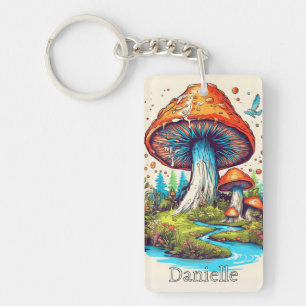 Porte-clefs Monogramme personnalisé champignon psychédélique c
