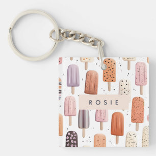 Porte-clefs Monogramme Personnalisé Cute Popsicle Motif