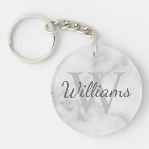 Porte-clefs Monogramme personnalisé et apparence de marbre de 