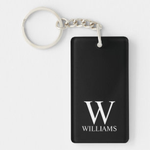 Porte-clefs Monogramme personnalisé et nom noir
