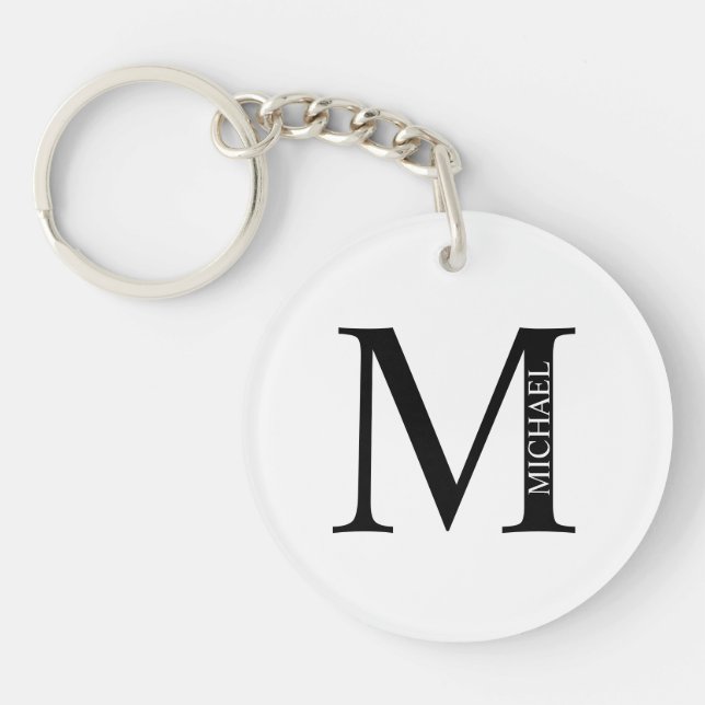Porte-clefs Monogramme personnalisé et Porte - clé de nom (Devant)