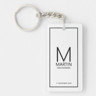 Porte-clefs Monogramme personnalisé moderne et Groomsmen de no