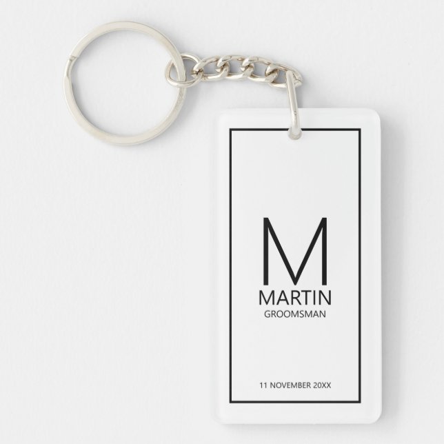 Porte-clefs Monogramme personnalisé moderne et Groomsmen de no (Devant)