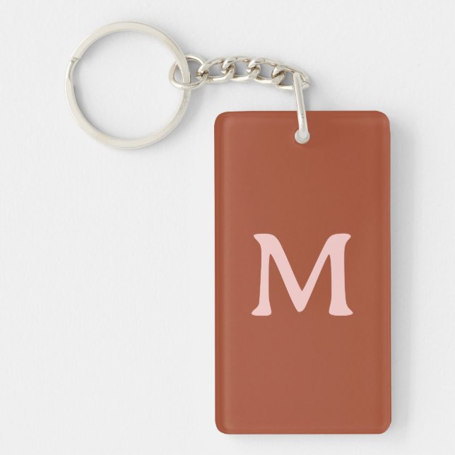 Porte-clefs Monogramme personnalisé orange brûlé (Devant)
