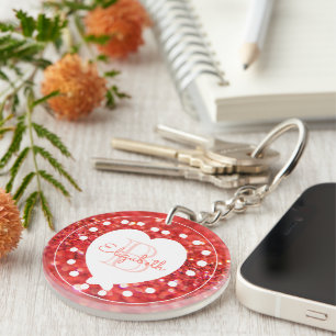 Porte-clefs Monogramme personnalisé Parties scintillant corai