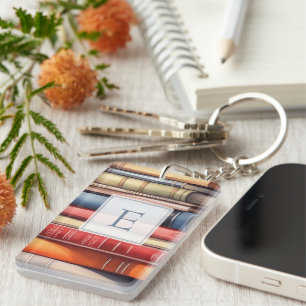Porte-clefs Monogramme personnalisé pour amateur de livres