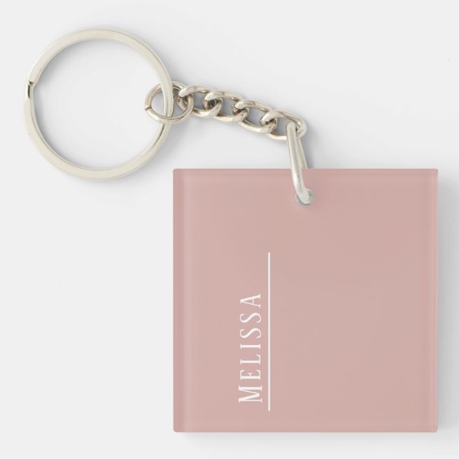 Porte-clefs monogramme personnalisé, rose vif moderne (Devant)
