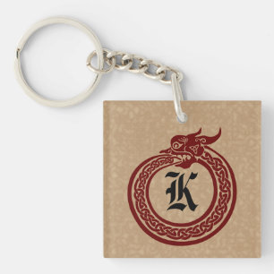 Porte-clefs Monogramme personnalisé Style Celtique Ouroboros
