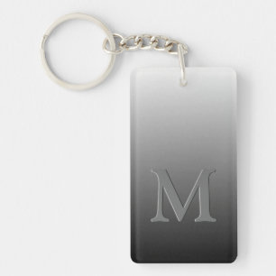 Porte-clefs Monogramme Personnalisé Sur Ombre Gris Noir Gradié
