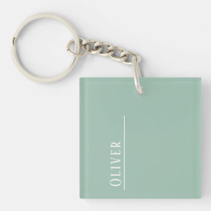 Porte-clefs monogramme personnalisé, vert sauge clair