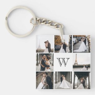 Porte-clefs Monogramme Photo Collage Cadeau