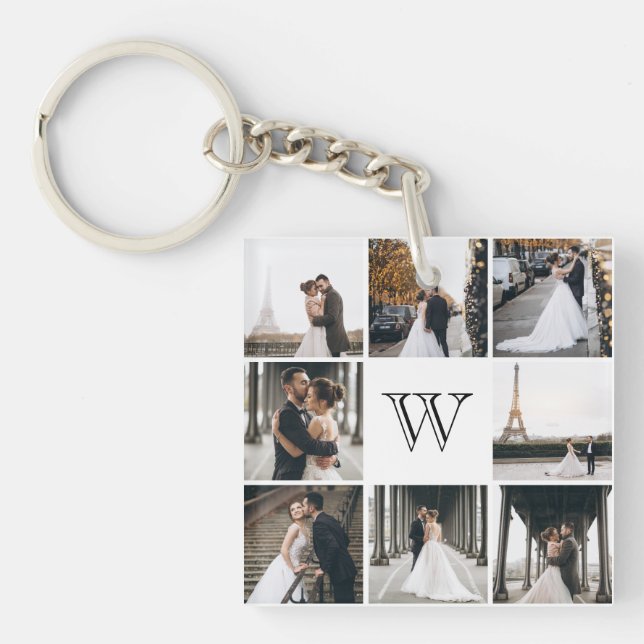 Porte-clefs Monogramme Photo Collage Cadeau (Devant)