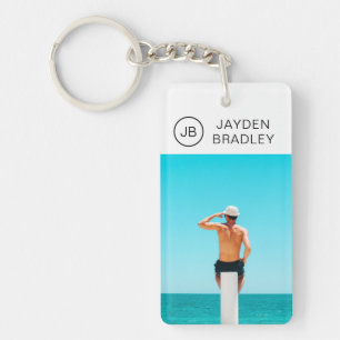 Porte-clefs Monogramme Photo personnalisée Photo Nom personnal