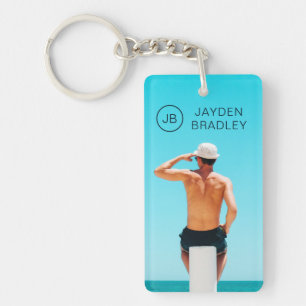 Porte-clefs Monogramme Photo personnalisée Photo Nom personnal