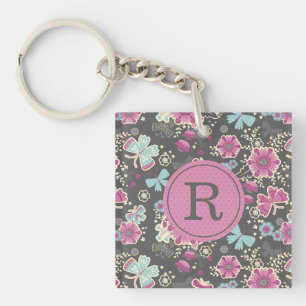 Porte-clefs Monogramme Porte - clé floral