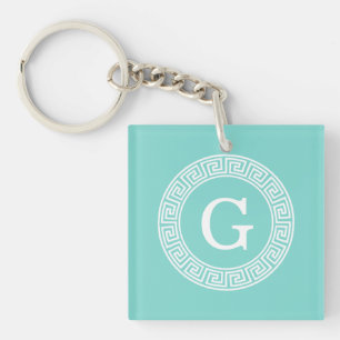 Porte-clefs Monogramme principal grec blanc d'initiale de