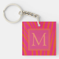 Monogramme rayures de zèbre rose et orange