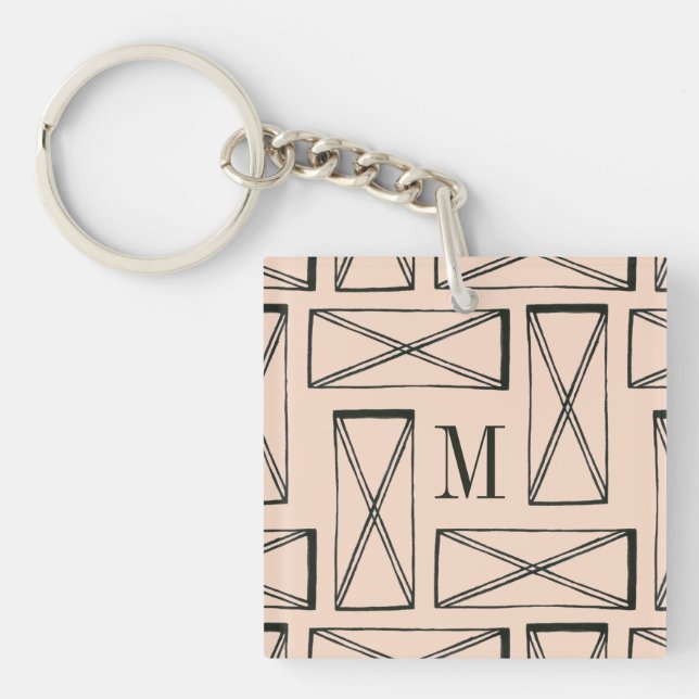 Porte-clefs Monogramme | Rectangle géométrique X Design (Devant)