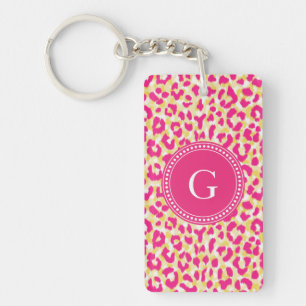 Porte-clefs Monogramme rose coloré Girly d'impression de