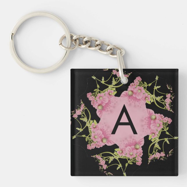 Porte-clefs Monogramme rose et noir d'Achille (Devant)