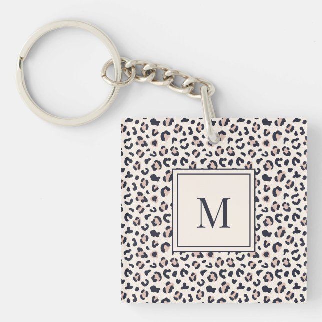 Porte-clefs monogramme rose poster de animal (Devant)