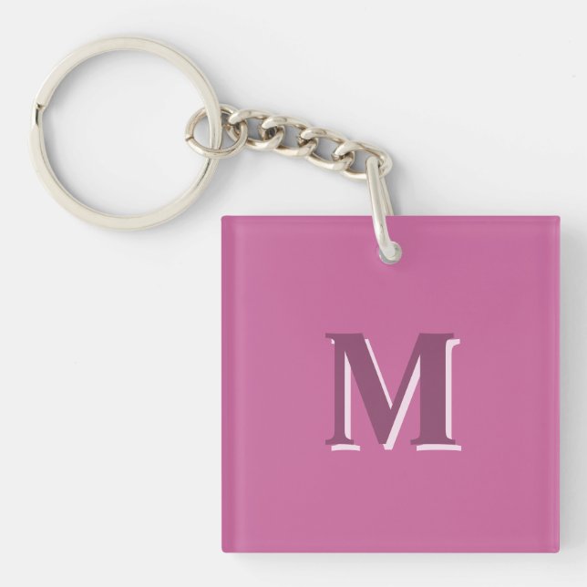 Porte-clefs monogramme rose vif (Devant)