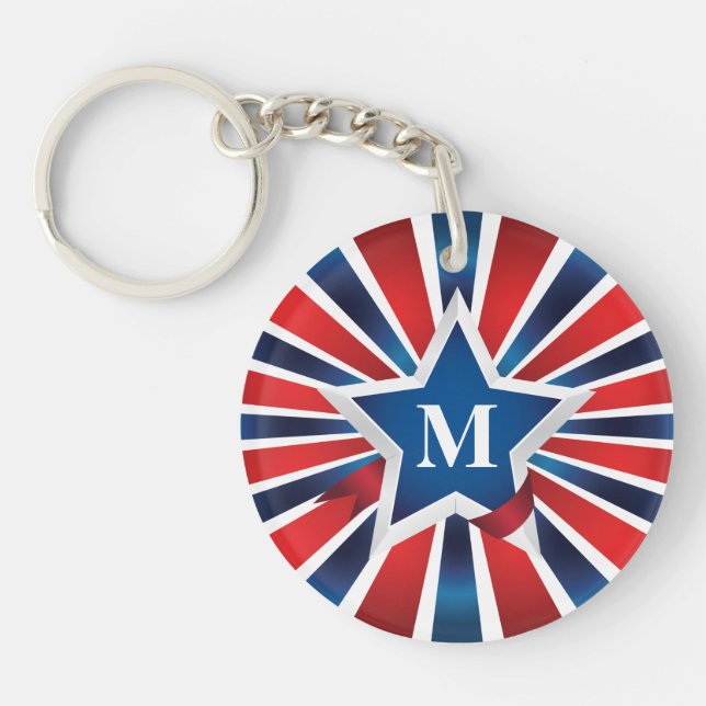Porte-clefs Monogramme rouge blanc et bleu (Devant)