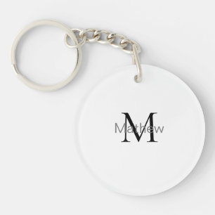 Porte-clefs monogramme simple de lettre initiale ajoutez votre