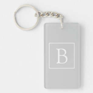 Porte-clefs Monogramme simple gris clair