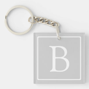 Porte-clefs Monogramme simple gris clair