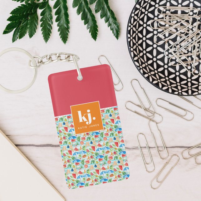 Porte-clefs Monogramme Stylé Été Amusant (Créateur téléchargé)