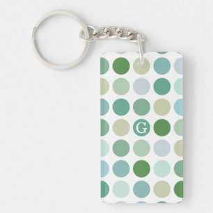 Porte-clefs Monogramme vert coloré chic de motif de pois