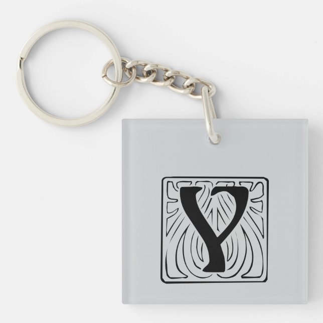 Porte-clefs Monogramme Y noir (Devant)