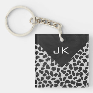 Porte-clefs Monographie dalmate noir et blanc