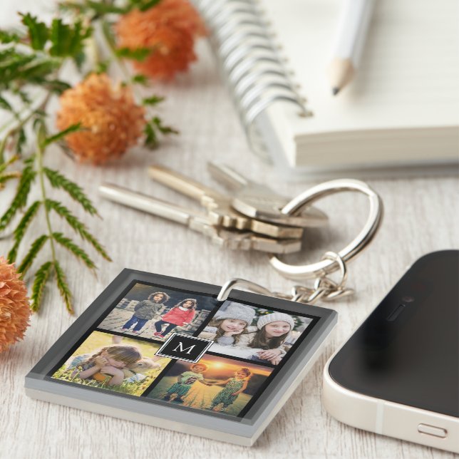 Porte-clefs Monographie de collage photo de famille de conserv (Devant Droit)