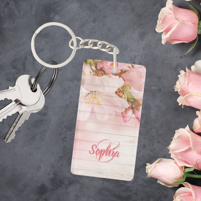 Porte-clefs Monographie de fleurs de cerisier rose pastel (Créateur téléchargé)