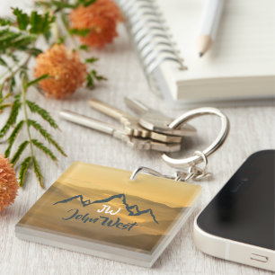 Porte-clefs Monographie de montagnes personnalisables Gold sun