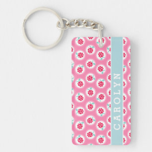Porte-clefs Monographie de motifs de framboise rose mignonne