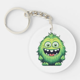 Porte-clefs Monstre de dessin animé vert mignon souriant