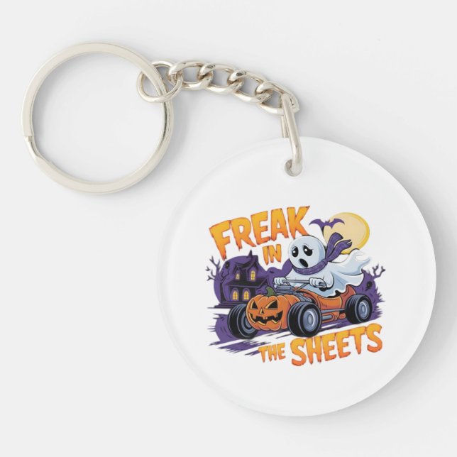 PORTE-CLEFS MONSTRE D'HALLOWEEN DANS LE DRAP DE LIT (Devant)