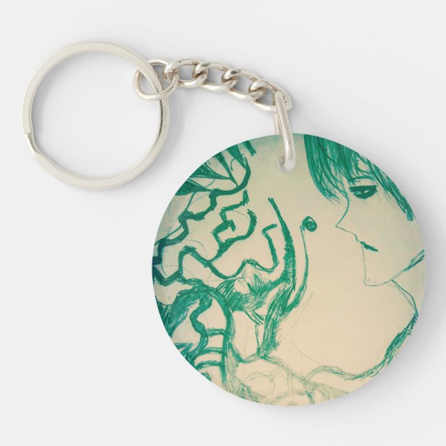 Porte-clefs monstre vert yaei manga animé ghost dessin animé (Devant)