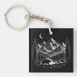Porte-clefs Montagne Mystique Nuit de Wilderness Style Linogra