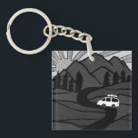 Porte-clefs Montagnes Campervan Vanlife RV Sunrise<br><div class="desc">Découvrez ce magnifique porte - clé avec des dessins de montagnes et un camper-van. Ajoutez votre propre texte. Regardez ma boutique pour les papillons,  les oiseaux,  les caravanes,  le camping,  les randonnées,  les fleurs et bien plus !</div>
