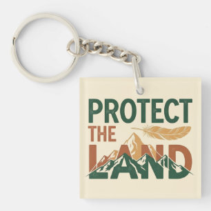 Porte-clefs Montagnes "Protégez la Terre" avec plume