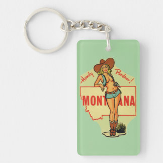 Porte-clefs Montana State Vintage Pin Up Girl Porte - clé