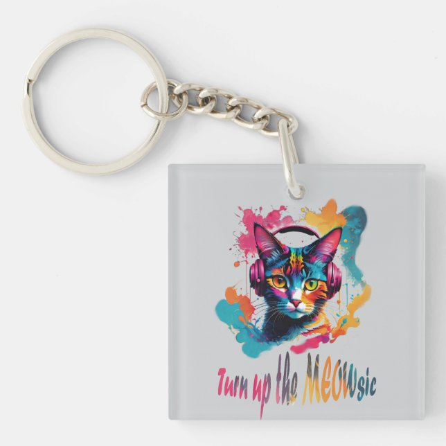 Porte-clefs Monter la méowsic - meilleure musique de chat colo (Devant)