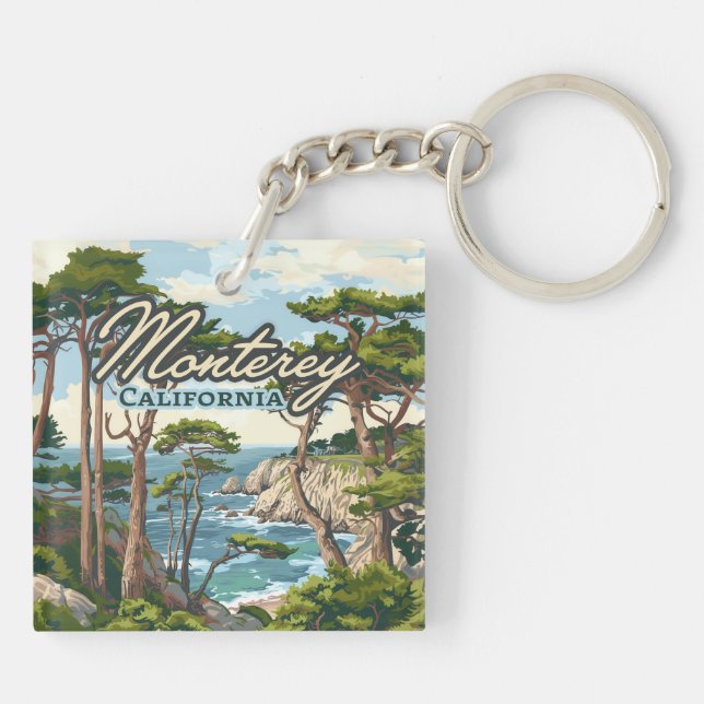 Porte-clefs Monterey California Cypress Trees Ocean Coast (Dos)
