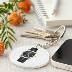 Porte-clefs Montre Chronographe Noire de luxe Timepiece élégan