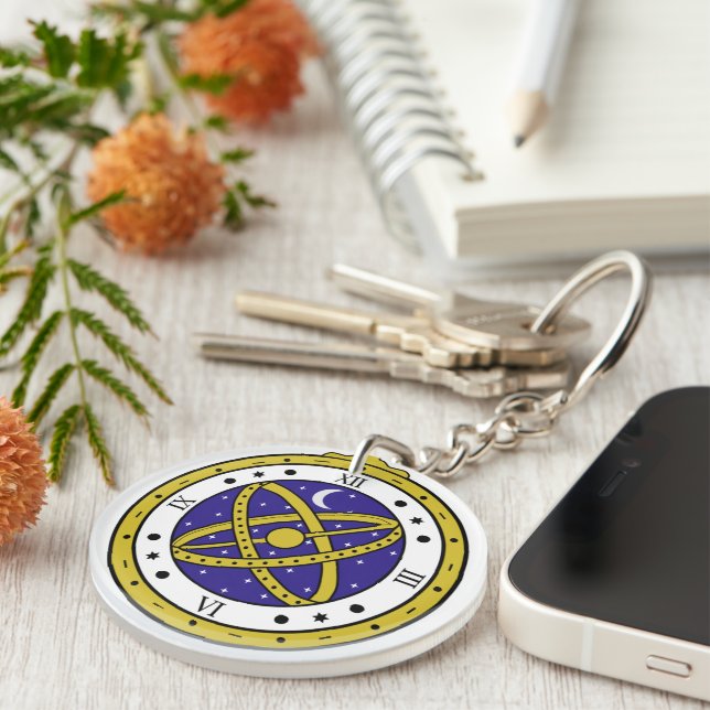 Porte-clefs Montre de poche céleste Vector Graphic avec doré (Devant Droit)