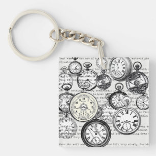 Porte-clefs Montre de poche victorienne Alice au pays des merv